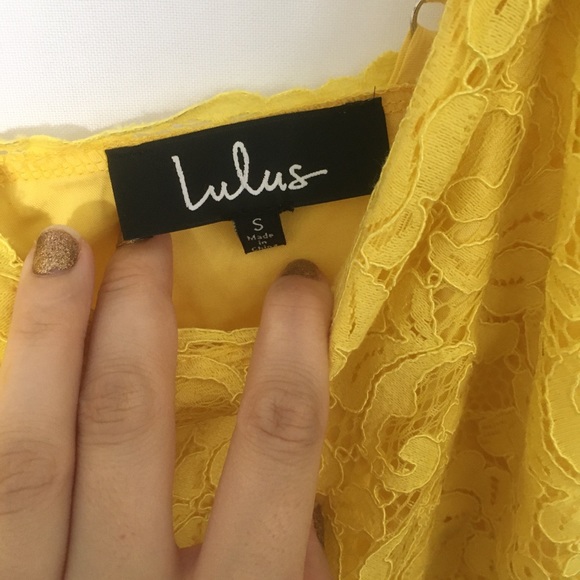 ❤️ SOLD OUT EVERYWHERE Yellow Lace Midi Ruffled Hem Feminine Modest Midi Dress - Picture 6 of 7